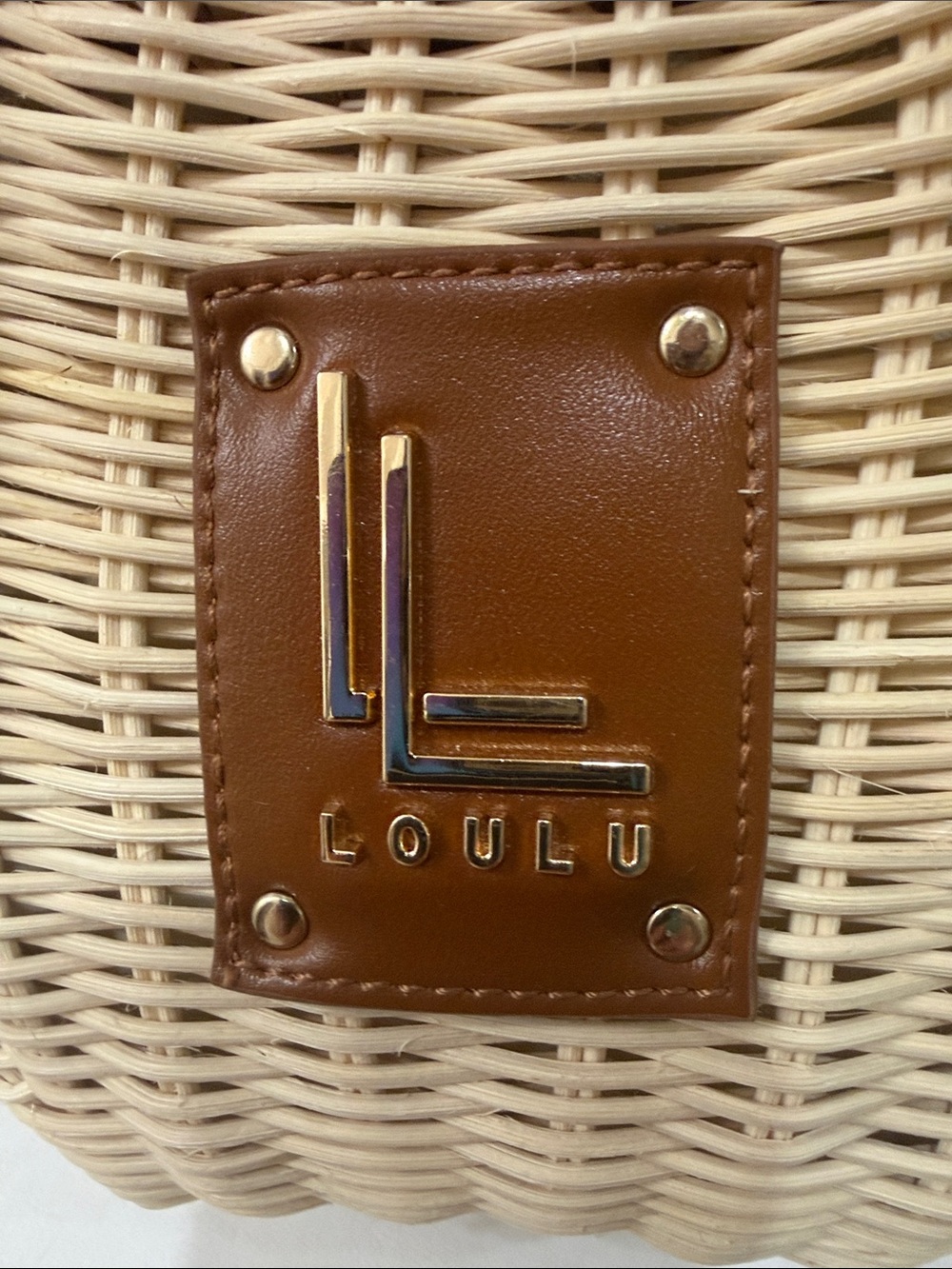 Loulou Woven Crescent Crossbody Bag in Natural & Brown - Picture 14 of 16